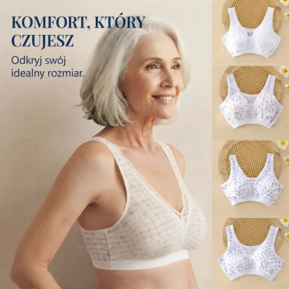 Płatność przy odbiorze ✅【Zestaw 4 sztuk】Biustonosze z czystej bawełny dla matek w średnim wieku (plus size) – wygodne i przewiewne