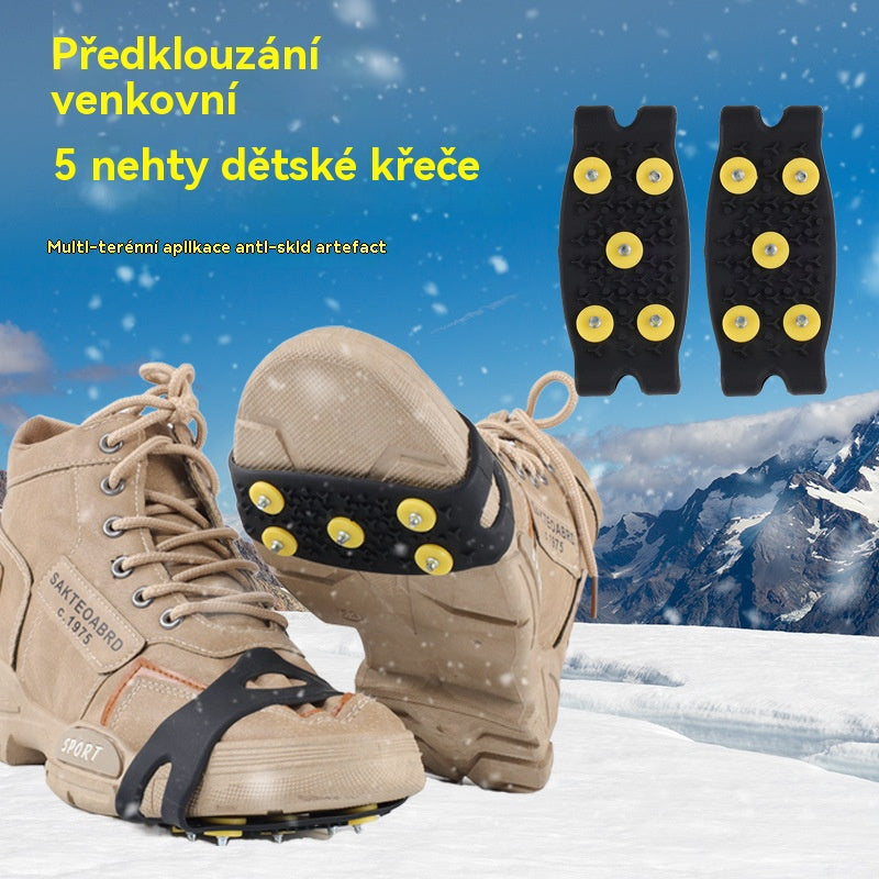 👴🚶🏔️❄️Kupte 1 pár, 1 pár dostanete zdarma🔥Neviditelné 5zubé protiskluzové návleky na mačky,  venkovní mačky, vhodné pro turistiku ve sněhu, horolezectví, horolezectví a zimní ledové plochy, nezbytnost pro seniory.