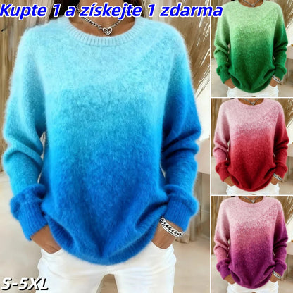 🔥🔥【XS–5XL】Džemper s okruglim izrezom i gradijentnim uzorkom, plišani materijal, topao i udoban