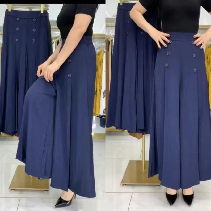 🔥Falda de pantalón de pierna ancha y cintura alta drapeada a la moda para mujer