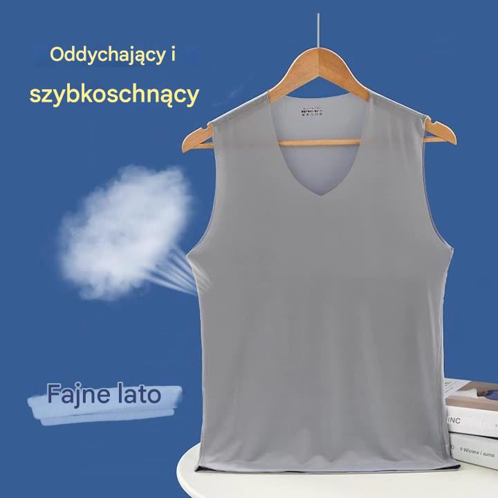 ❄️🆒【5 sztuk】【L–5XL】Letni męski podkoszulek z jedwabiu lodowego, bezszwowy, cienki fason, duże rozmiary