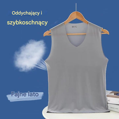 ❄️🆒【5 sztuk】【L–5XL】Letni męski podkoszulek z jedwabiu lodowego, bezszwowy, cienki fason, duże rozmiary