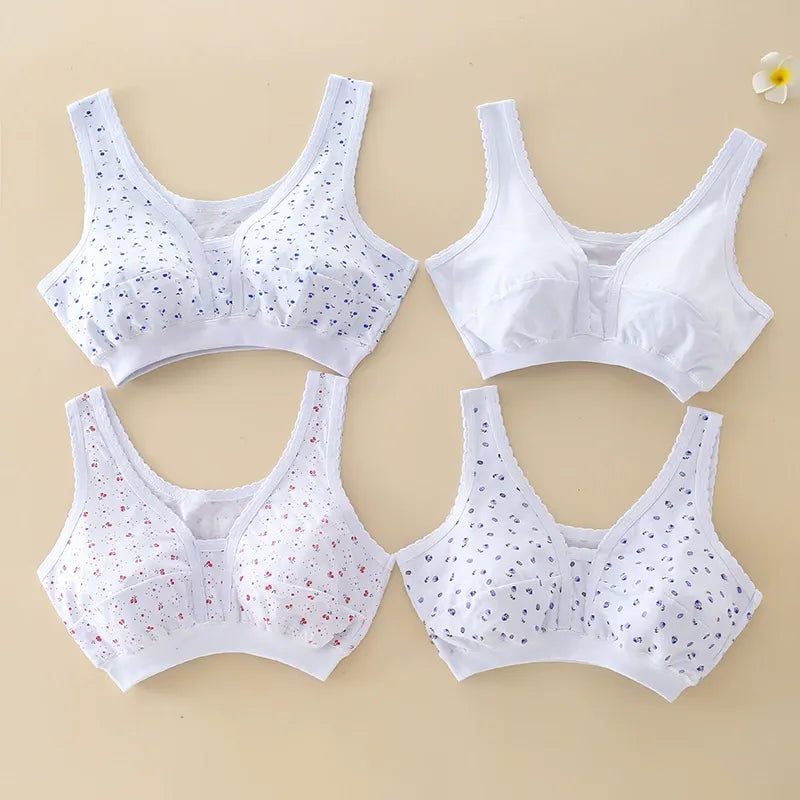 Płatność przy odbiorze ✅【Zestaw 4 sztuk】Biustonosze z czystej bawełny dla matek w średnim wieku (plus size) – wygodne i przewiewne