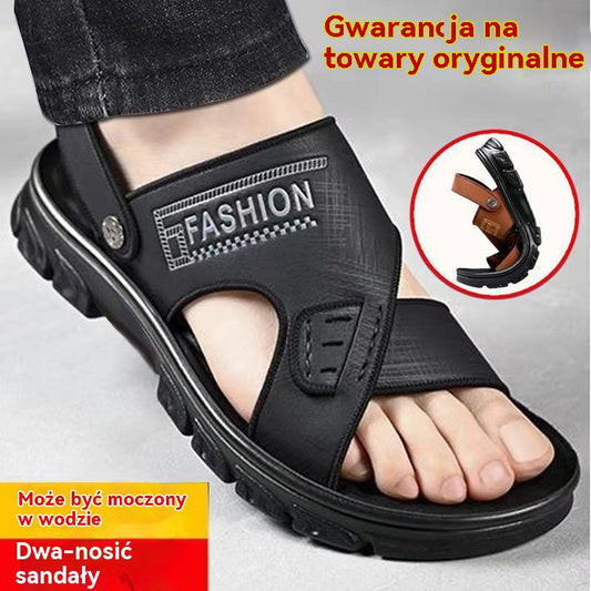 ✨【38-47】Nowe męskie skórzane sandały plażowe z grubą podeszwą