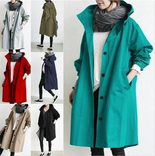 【S-5XL】 2024 nowa jesienna, długa, swobodna wiatrówka w dużych rozmiarach