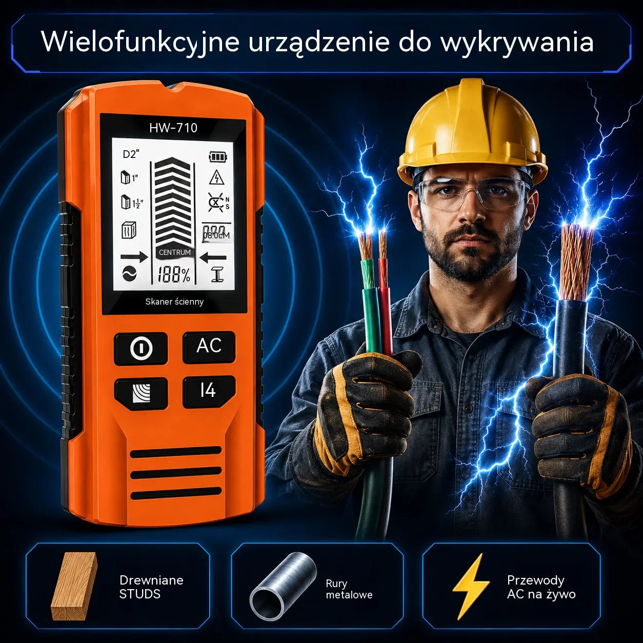 🔍Wielofunkcyjny detektor metalu, drewna i kabli; bezpiecznie i dokładnie lokalizuje ukryte rury i kable.