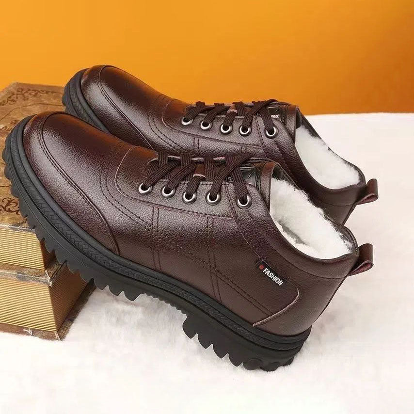 🔥【39-44】Zimní zateplené kožené pánské boty s tlustou podrážkou, teplé a měkké👞