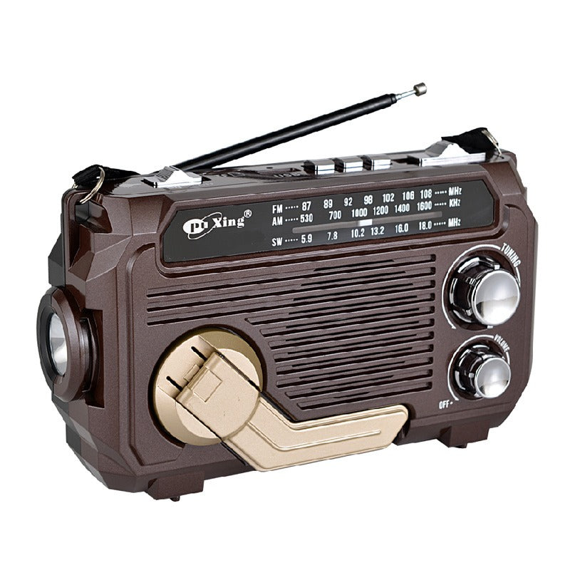 🔥Prodajni hit🔥🔦 Prenosni zasilni radio s polnjenjem na ročni pogon in LED-lučko