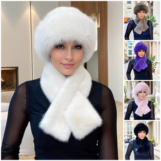 Modny zimowy szalik + pluszowa czapka