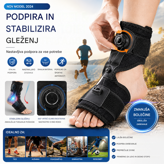 【2 kosa】Medicinska ortoza za padajoče stopalo in plantarni fasciitis, z vrtljivim nastavitvenim gumbom in aluminijasto oporo, za dnevno in nočno uporabo