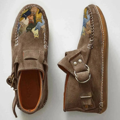 Nowe, jesienne, płaskie, wysokie buty na co dzień, miękkie skórzane, zapinane na zamek płaskie botki 【35-43】