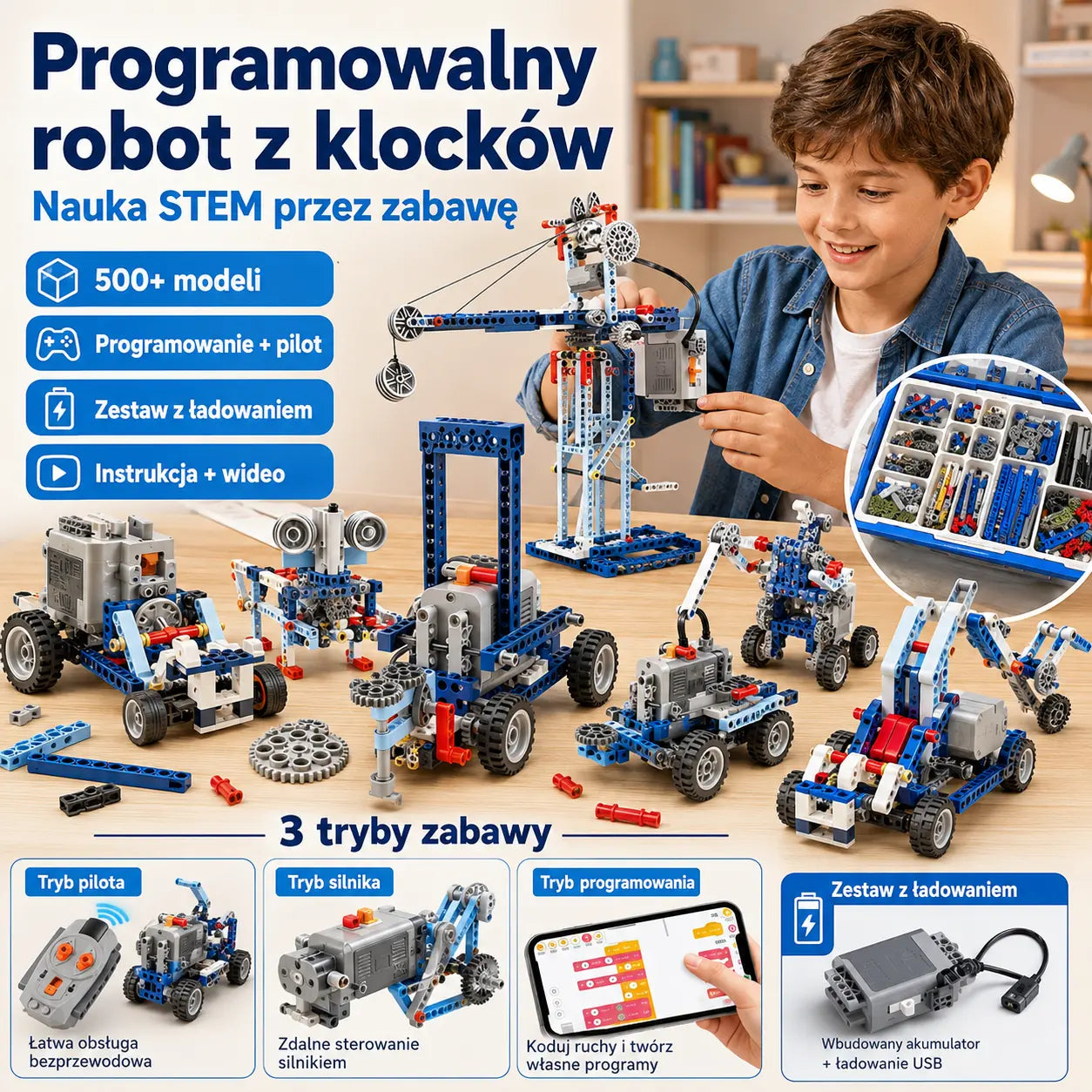 1 szt. 149 zł🤖🧩 [Ograniczona czasowo zniżka 50%] Zestaw do samodzielnego montażu elektrycznego robota dla dzieci