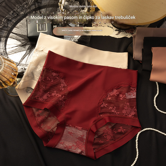 💥【5-delni komplet】 Ženske visoko elastične brezšivne čipkaste hlačke s funkcijo za nadzor trebuha in dvig zadnjice