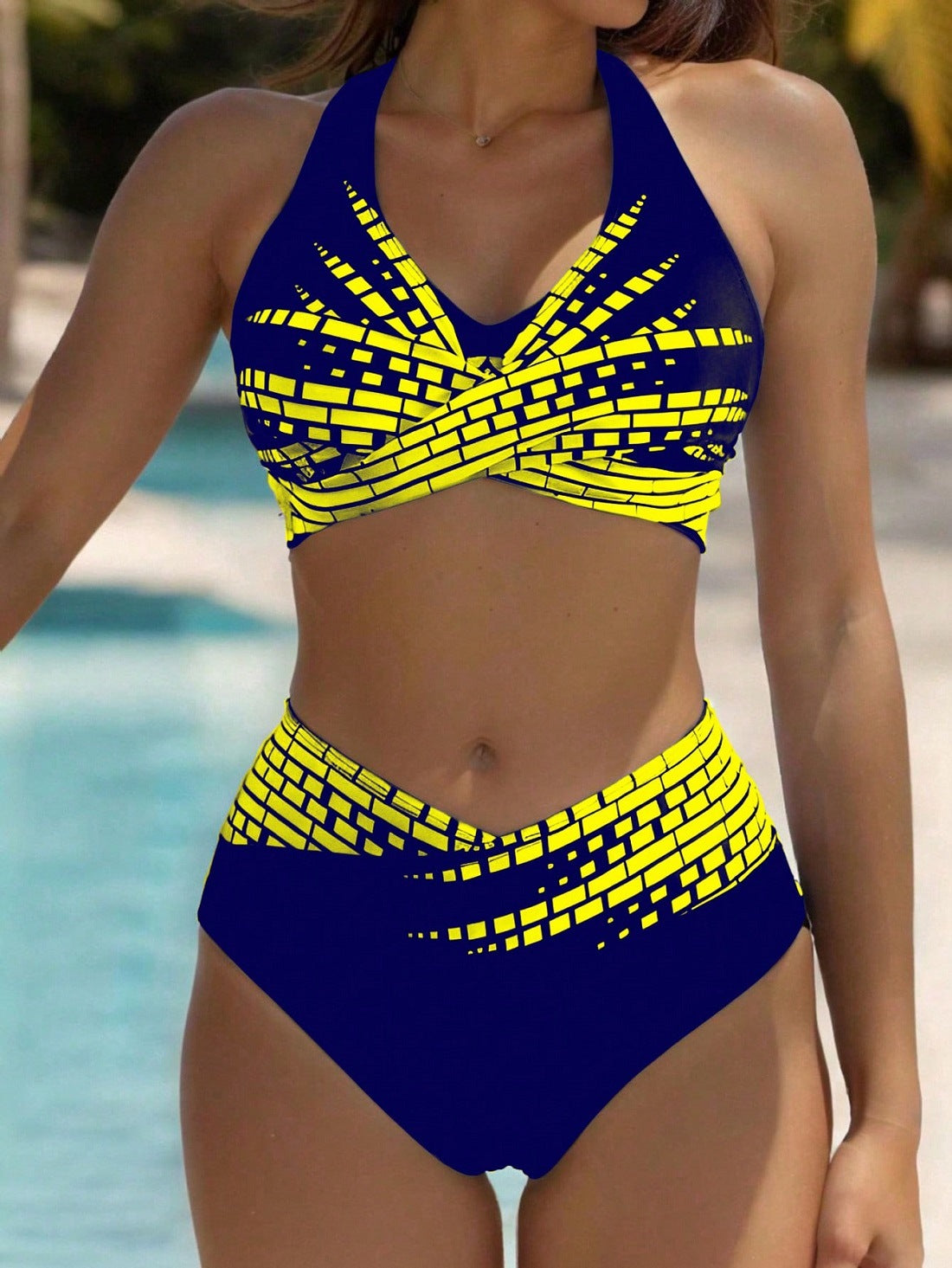 👙【50% popust 💥】👉 Dvodelni bikini za ženske večjih velikosti ✅ Visok pas ✅ Visoka elastičnost