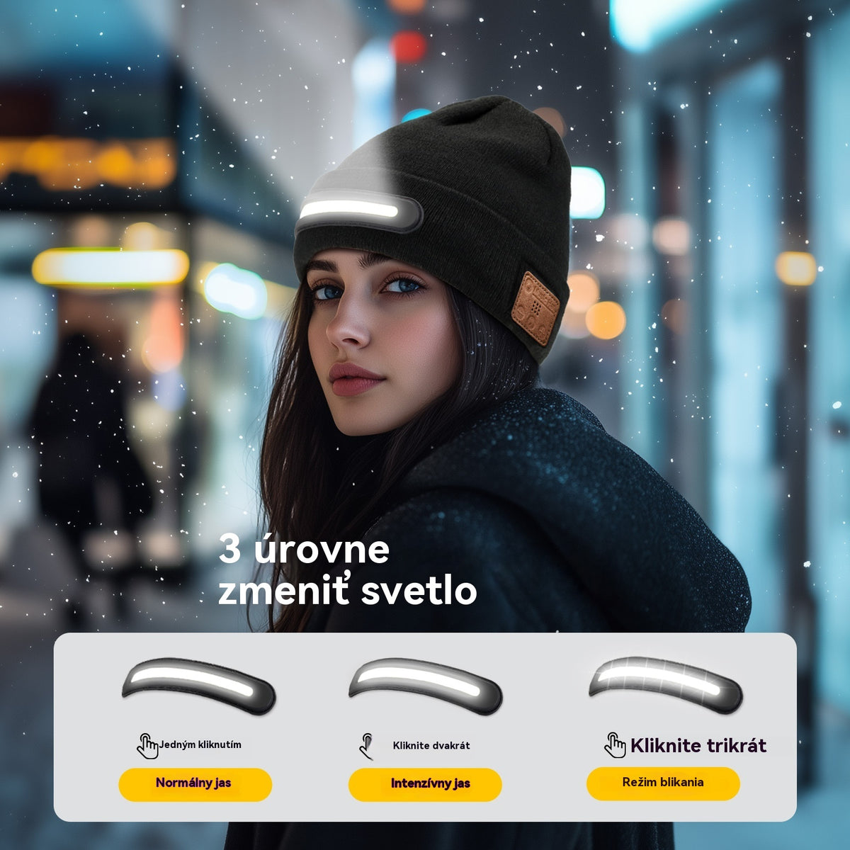 🔥🧢Nabíjecí LED čepice s Bluetooth，Zůstaňte v teple💡