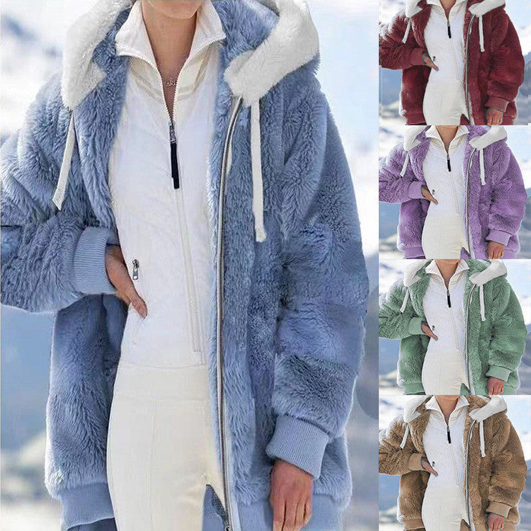☃️❄️【S-5XL】 Dámská bunda 2025 s kontrastními pruhy z hustého plyše