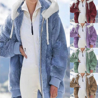 ☃️❄️【S-5XL】 Dámská bunda 2025 s kontrastními pruhy z hustého plyše